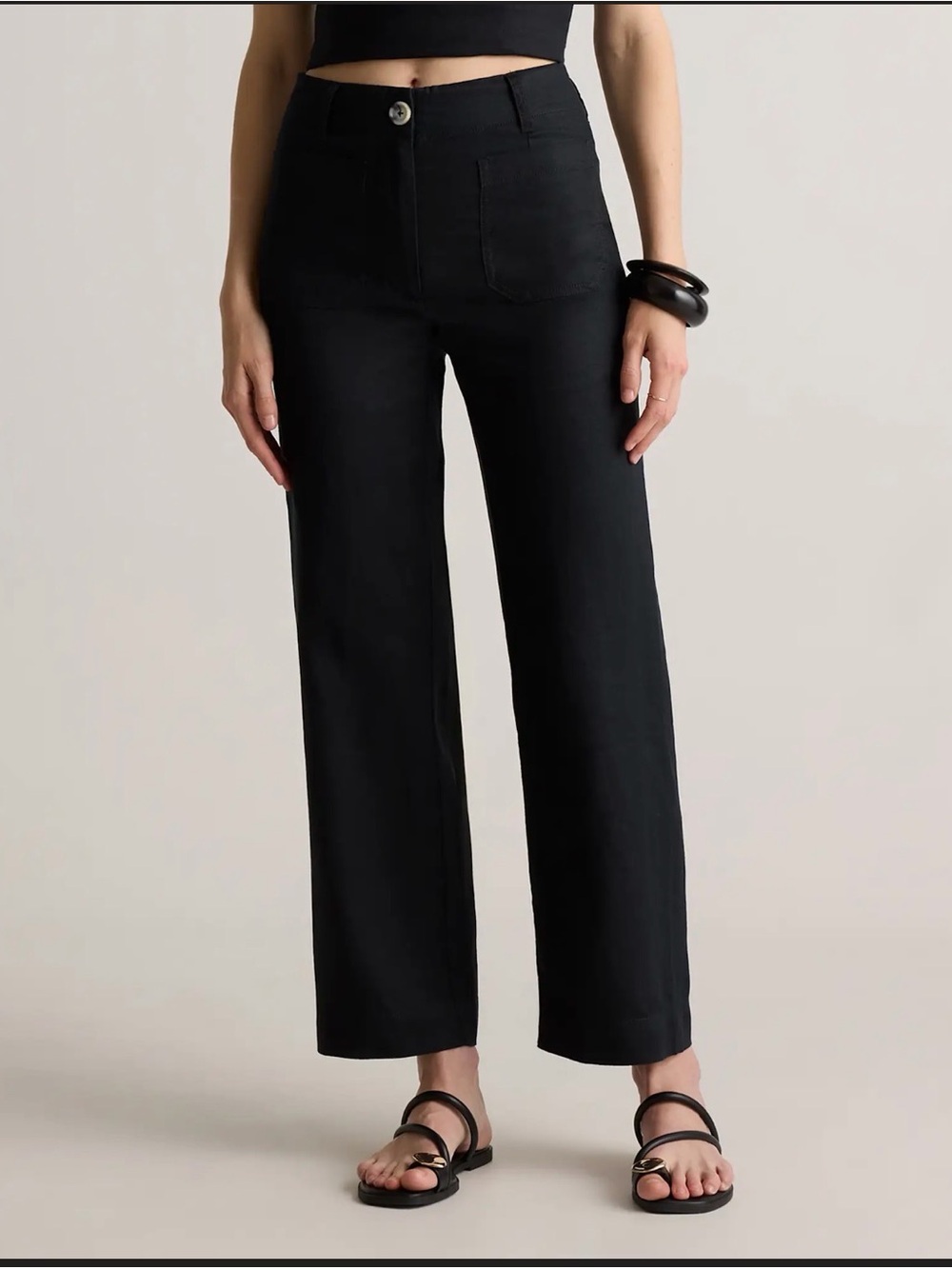 Quince Ultra Stretch Ponte Ankle wide leg pants black size 12